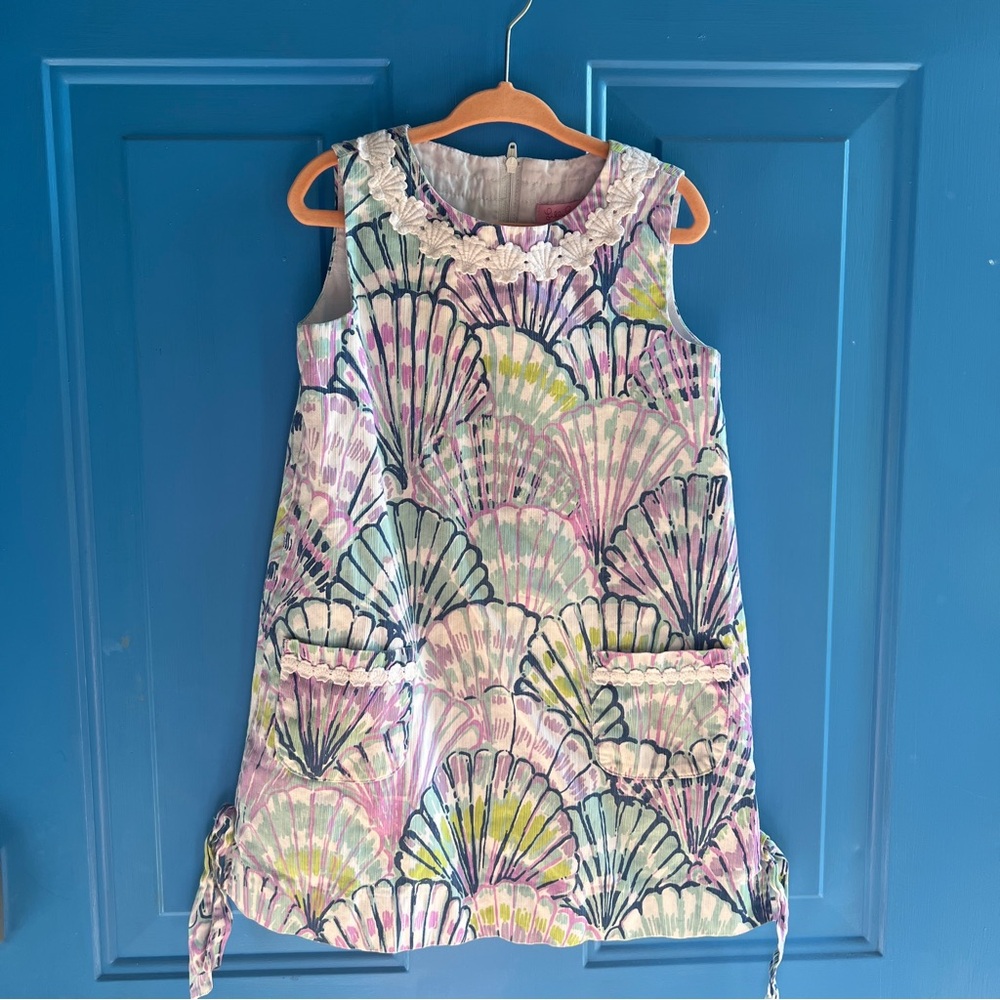 Lilly Pulitzer Kids Dress with Shell Design in Pink and Green